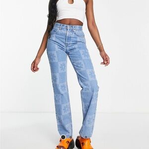 ASOS Blue Straight Leg Jeans High-Waisted Vintage